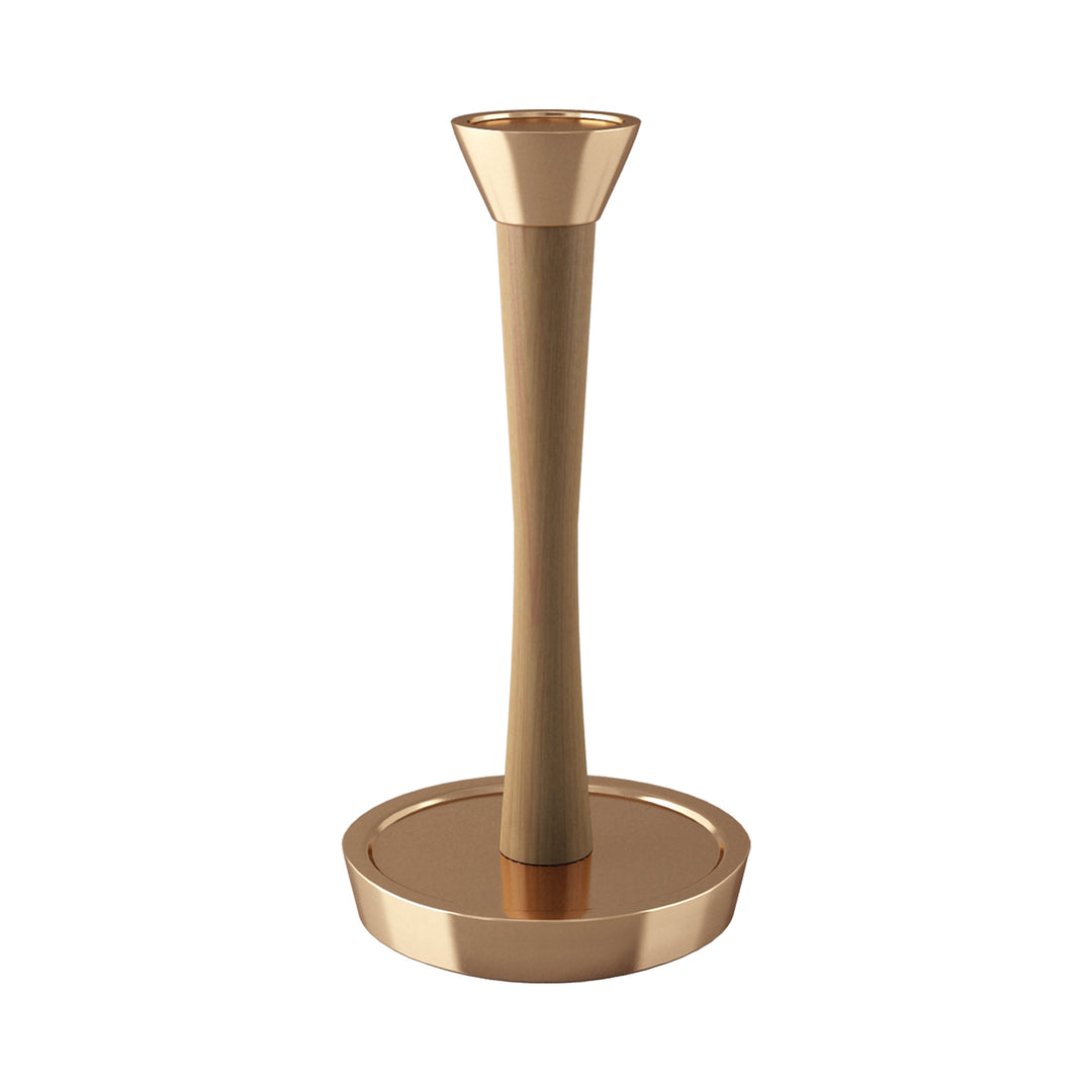 Wood Paper Towel Holder | Easy One-Handed Tear Kitchen Paper Towel Dispenser with Weighted Base for Standard Paper Towel Rolls, Oil Rubbed Bronze Finish