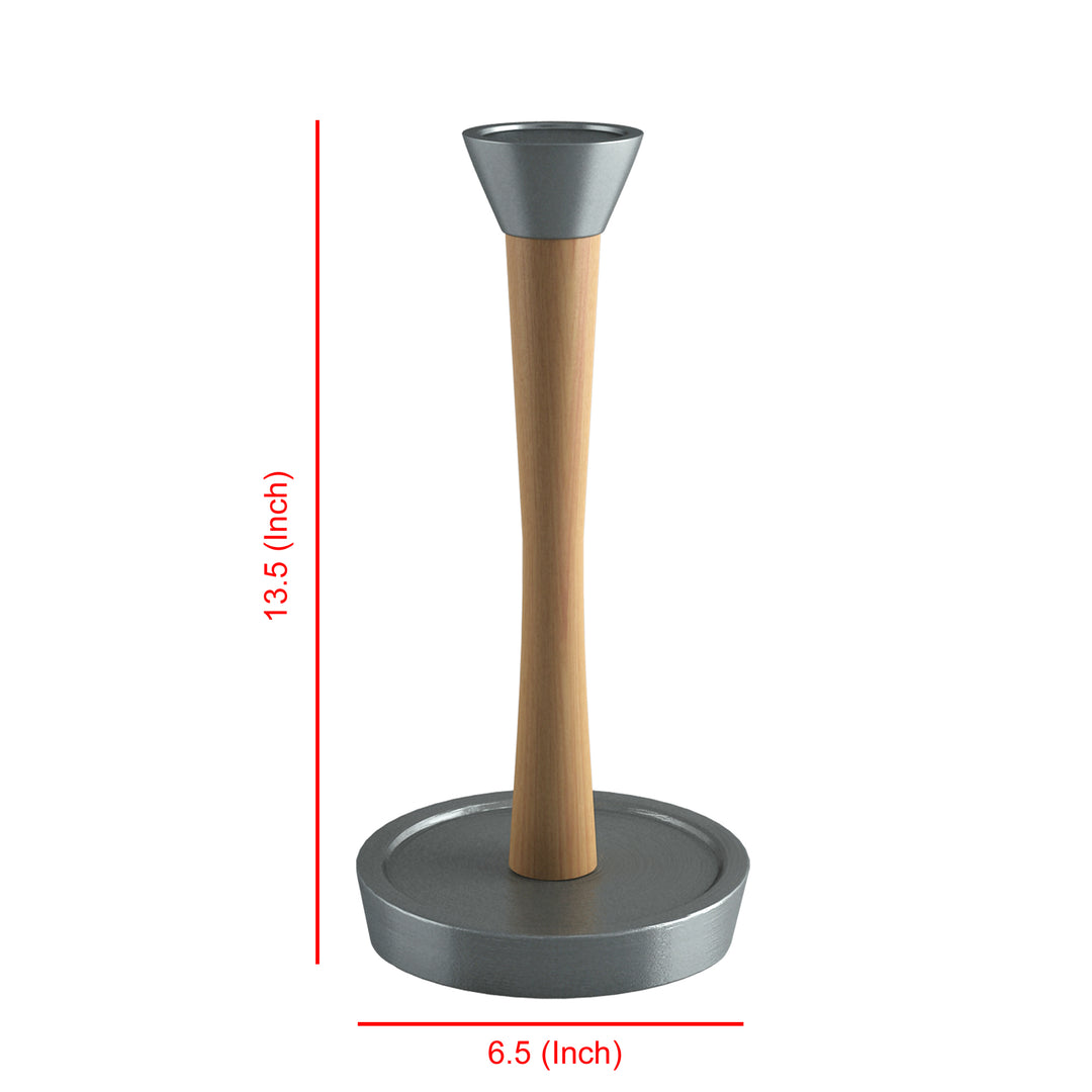 Wood Paper Towel Holder | Easy One-Handed Tear Kitchen Paper Towel Dispenser with Weighted Base for Standard Paper Towel Rolls, Oil Rubbed Bronze Finish