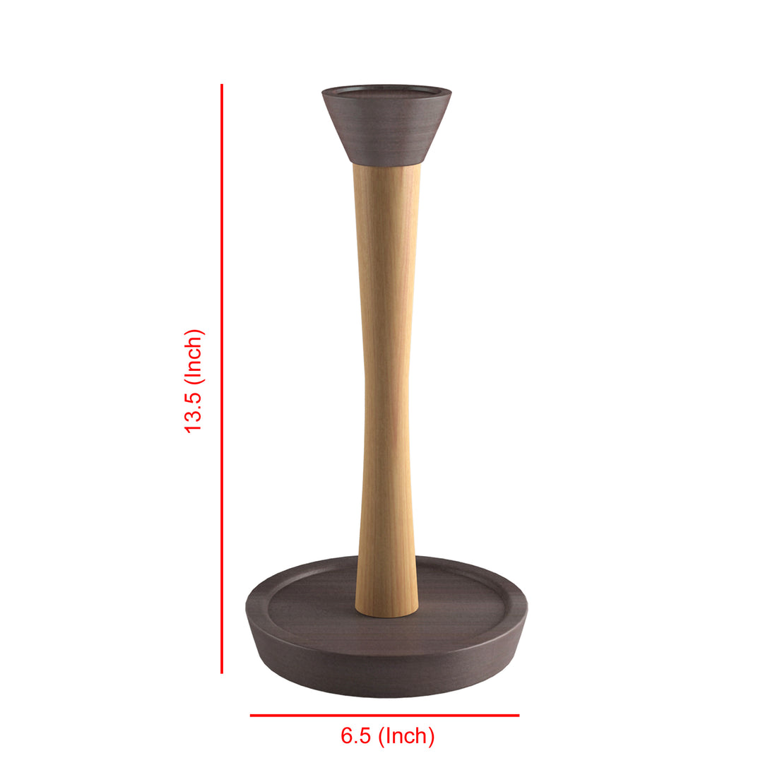 Wood Paper Towel Holder | Easy One-Handed Tear Kitchen Paper Towel Dispenser with Weighted Base for Standard Paper Towel Rolls, Oil Rubbed Bronze Finish