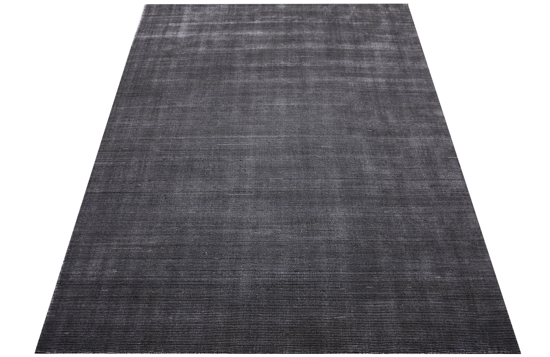 Black Area Rug | Wool & Bamboo Silk Handloom Rug