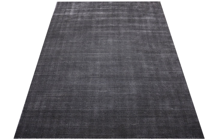 Black Area Rug | Wool & Bamboo Silk Handloom Rug