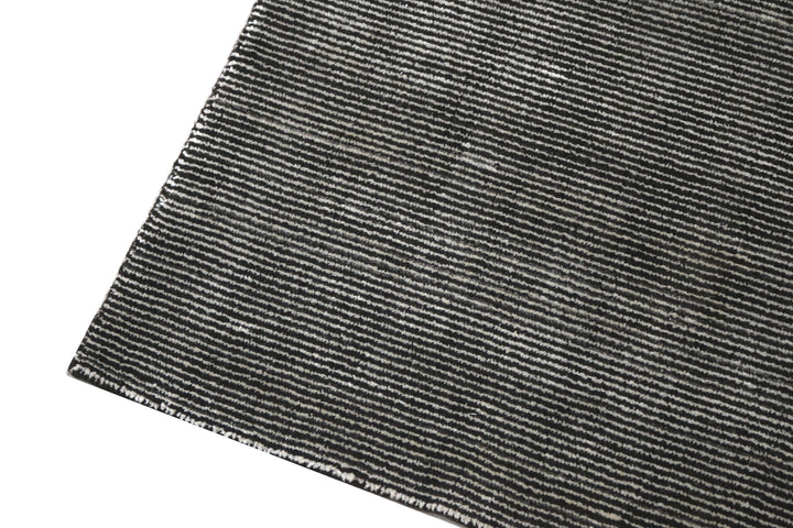 Black Area Rug | Wool & Bamboo Silk Handloom Rug