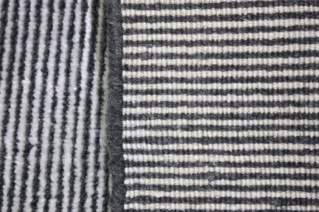 Black Area Rug | Wool & Bamboo Silk Handloom Rug