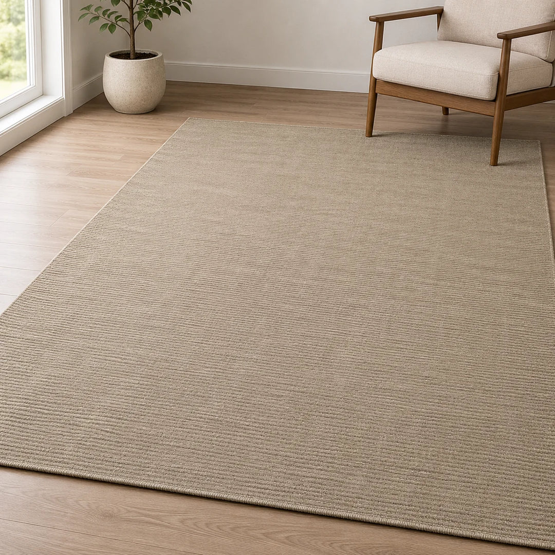 Area Rug | Beige Wool & Bamboo Silk Handloom Rug