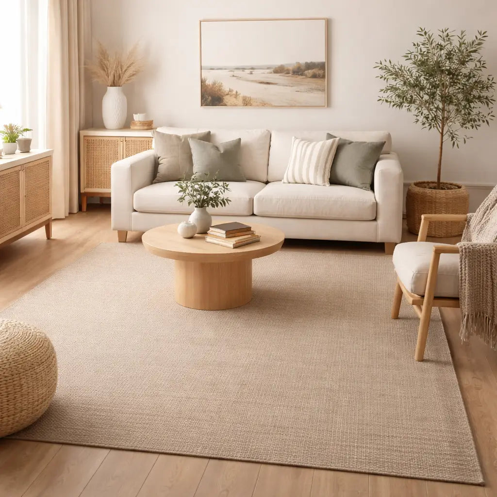 Area Rug | 100% Wool Handloom Rug | Beige