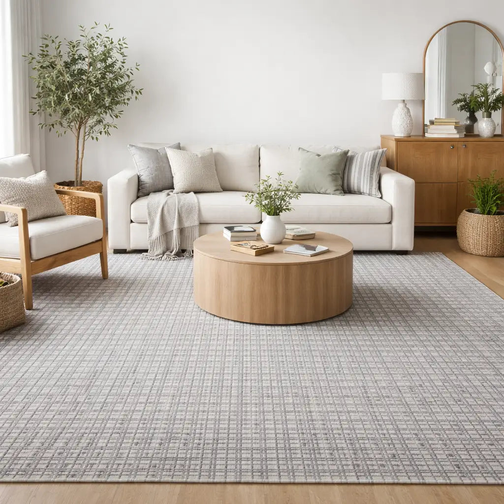 Area Rug | Grey Wool & Bamboo Silk Handloom Rug
