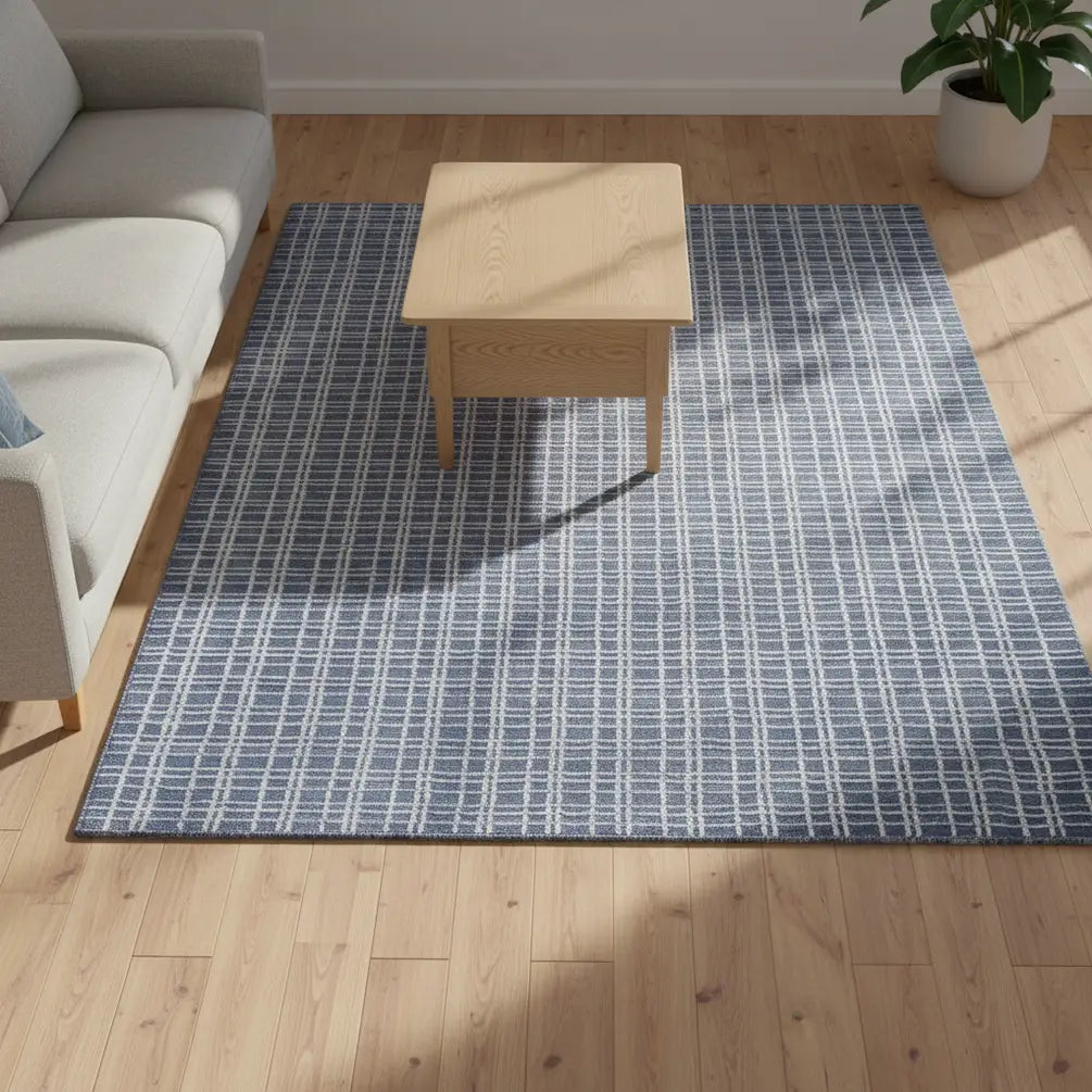 Area Rug | Light Blue Wool & Bamboo Silk Handloom Rug