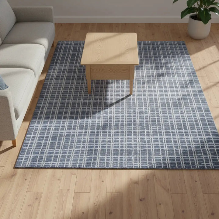 Area Rug | Light Blue Wool & Bamboo Silk Handloom Rug