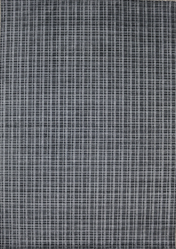 Area Rug | Charcoal & Grey Check Wool & Bamboo Silk Handloom Rug