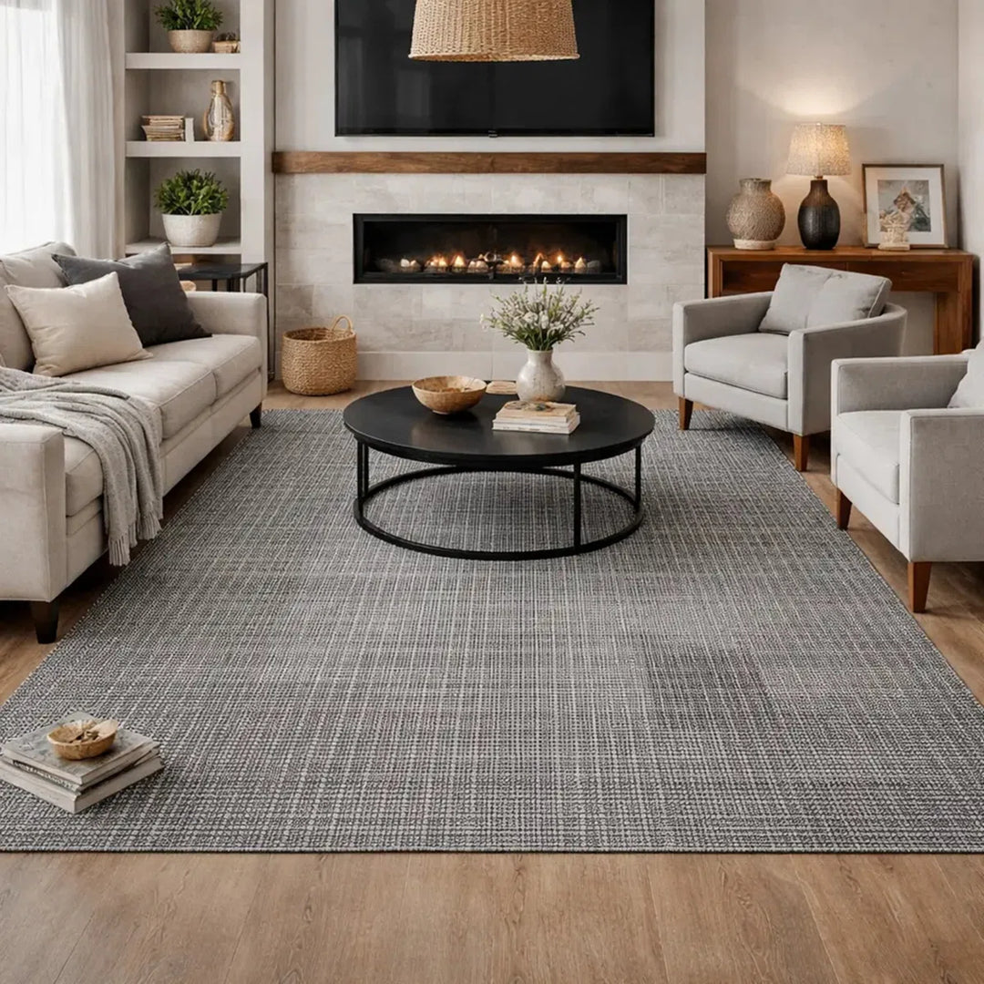 Area Rug | Grey  & Charcoal  Wool & Bamboo Silk Handloom Rug
