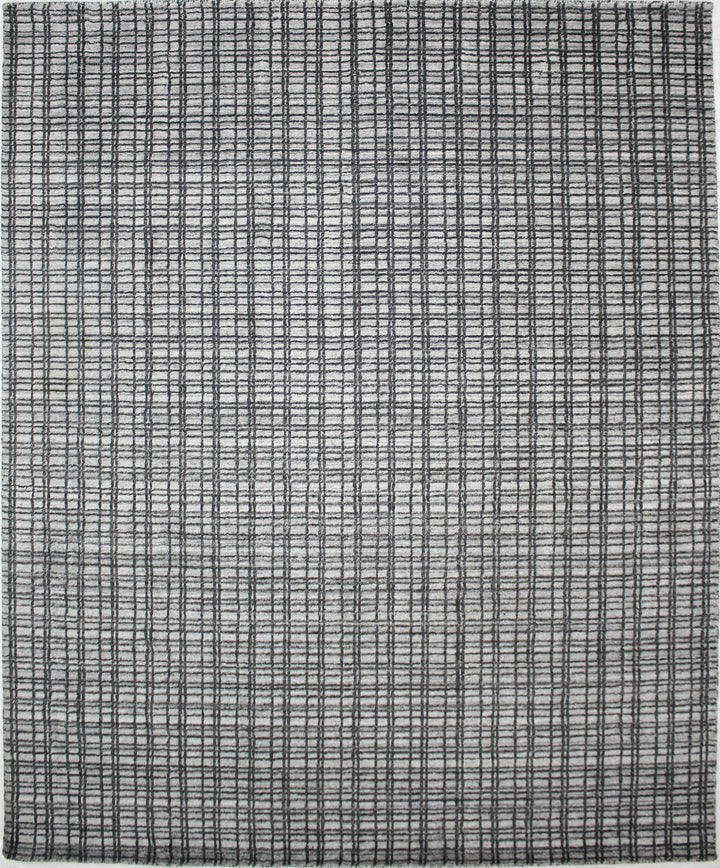 Area Rug | Grey  & Charcoal  Wool & Bamboo Silk Handloom Rug
