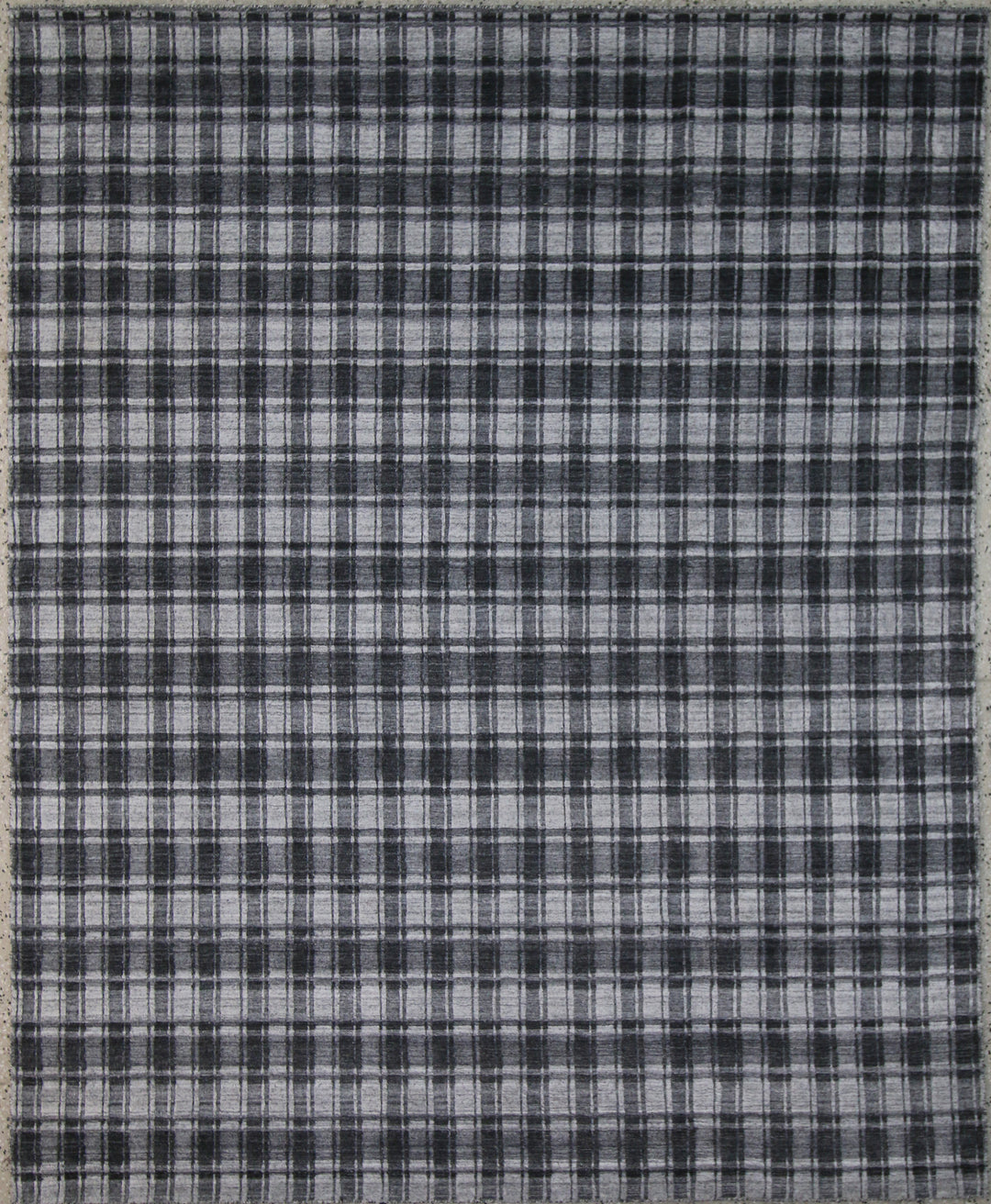 Area Rug | Charcoal & Grey Check Wool & Bamboo Silk Handloom Rug