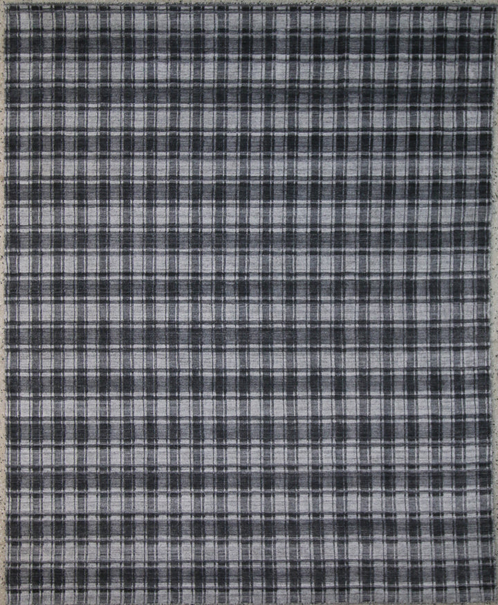 Area Rug | Charcoal & Grey  Wool & Bamboo Silk Handloom Rug