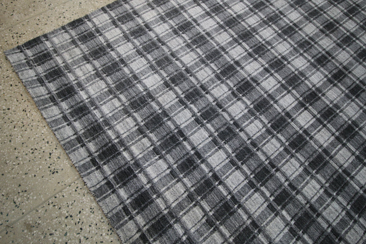 Area Rug | Charcoal & Grey  Wool & Bamboo Silk Handloom Rug
