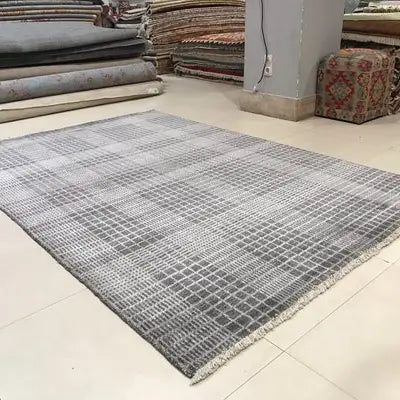 Area Rug | Charcoal  Wool & Bamboo Silk Handloom Rug | 9mm