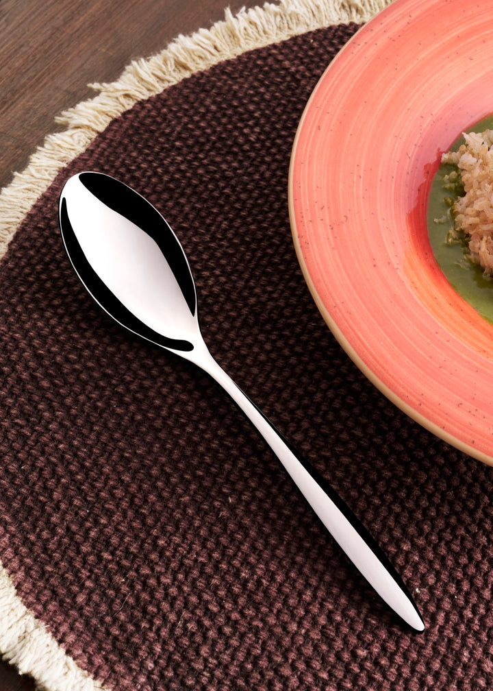 Stainless Steel Dessert Spoon Set | 7.3", Silver, 12 Pcs