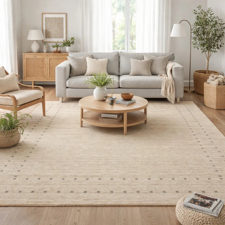 Area Rug | Beige 100% Wool Handloom Rug