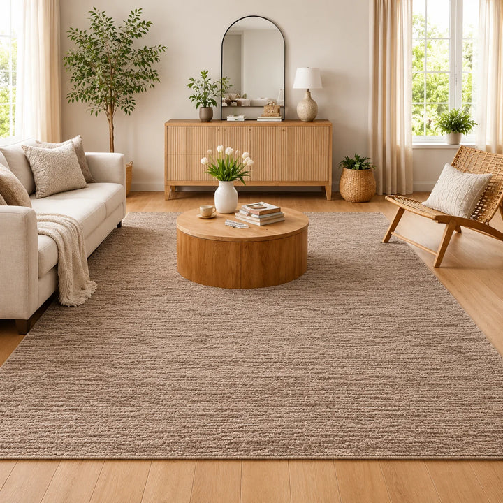 Area Rug | Brown Wool & Bamboo Silk Handloom Rug