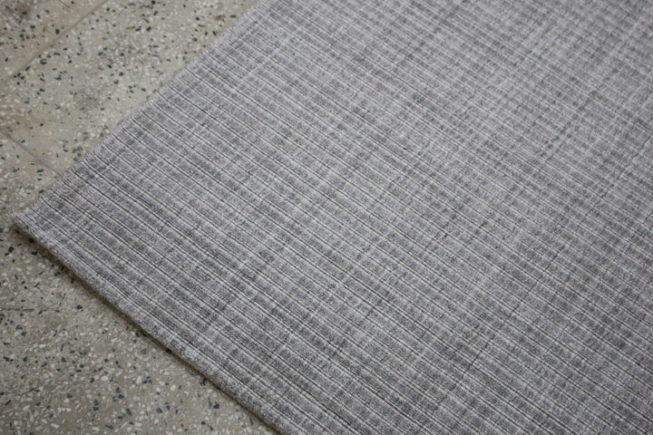 Area Rug | Dark Beige Handloom Wool & Silk Runner Rug
