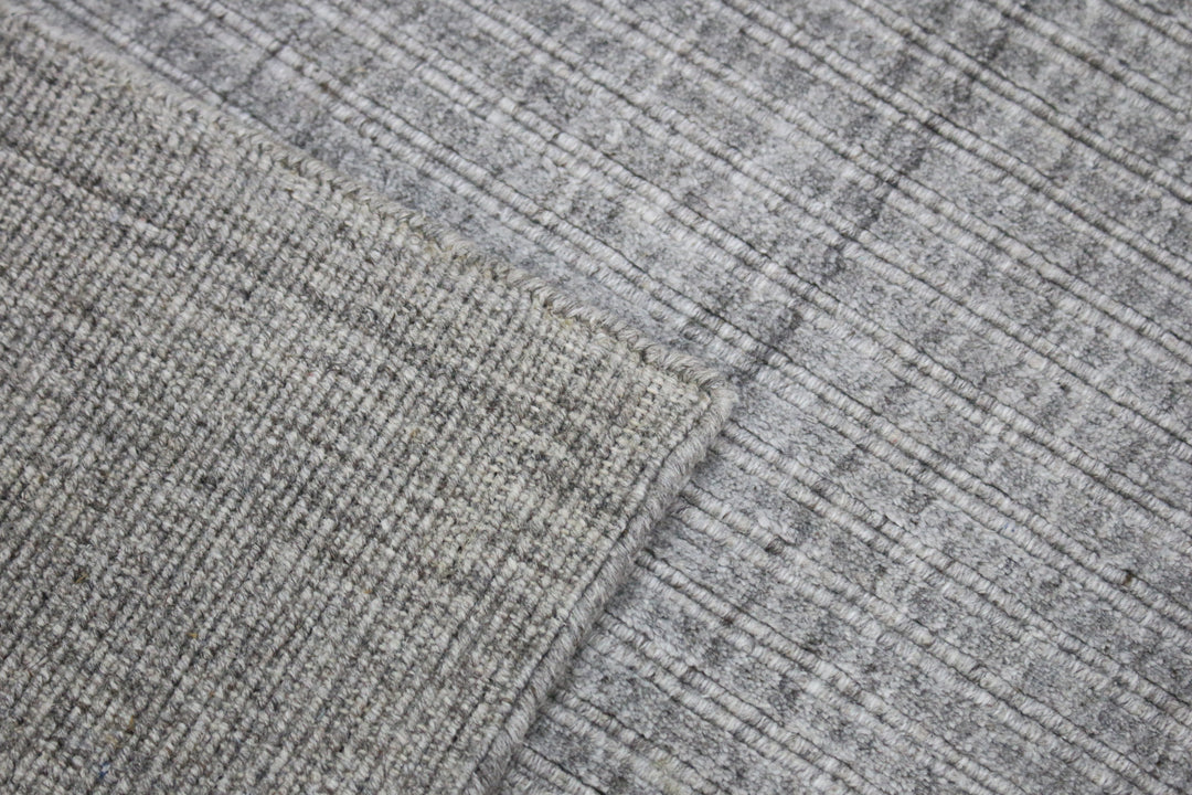 Area Rug | Dark Beige Handloom Wool & Silk Runner Rug