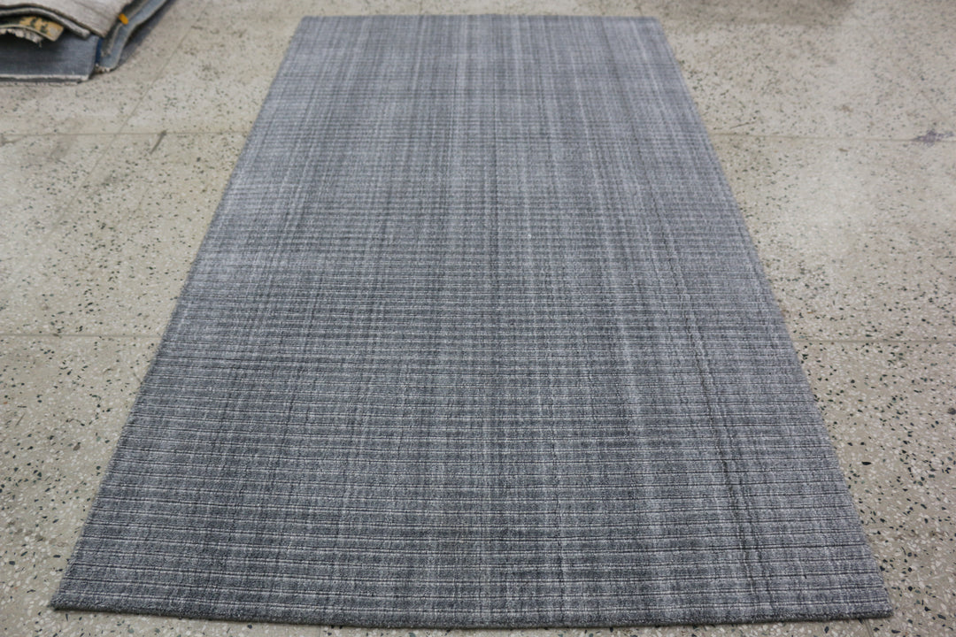 Area Rug | Dark Grey Wool & Bamboo Silk Handloom Rug | 7mm