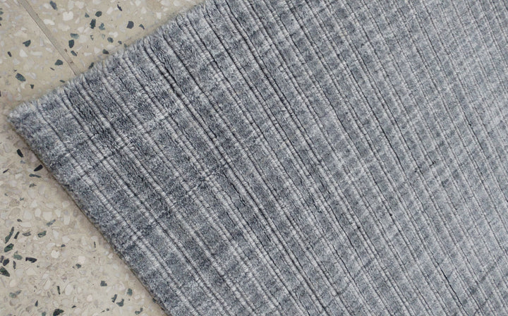 Area Rug | Dark Grey Wool & Bamboo Silk Handloom Rug | 7mm