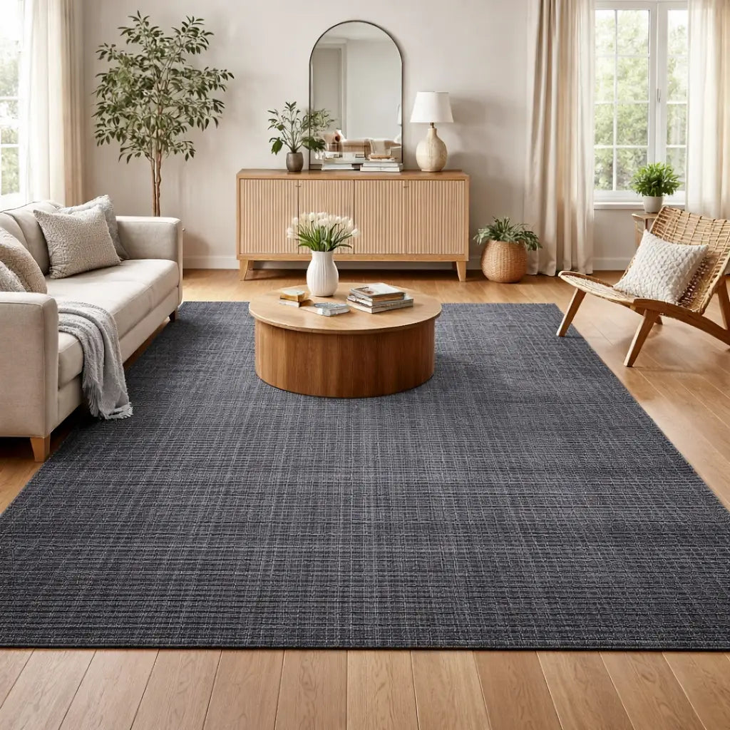 Area Rug | Charcoal Wool & Bamboo Silk Handloom Rug