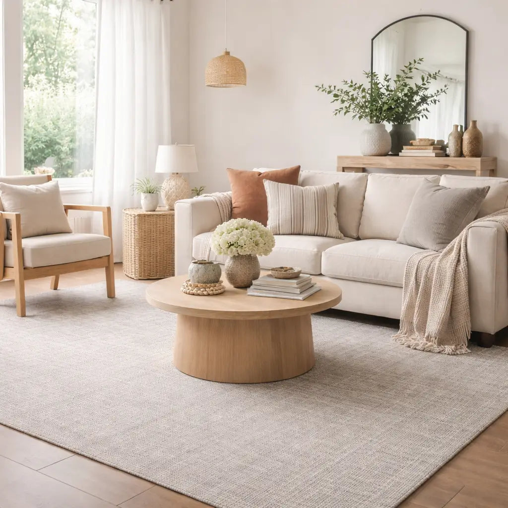 Area Rug | Light Camel Wool & Bamboo Silk Handloom Rug