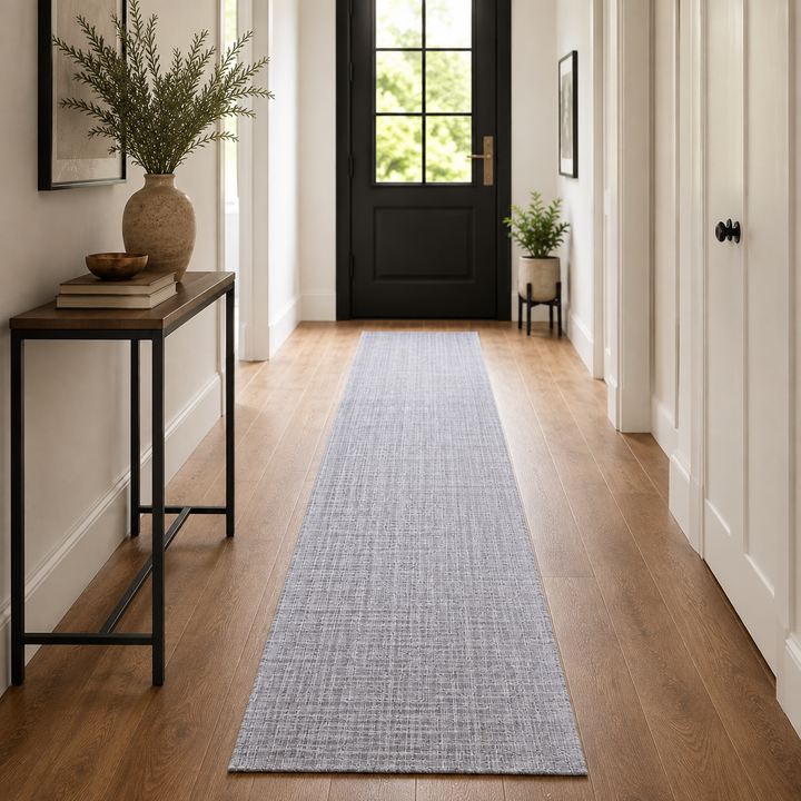 Area Rug | Dark Beige Handloom Wool & Silk Runner Rug