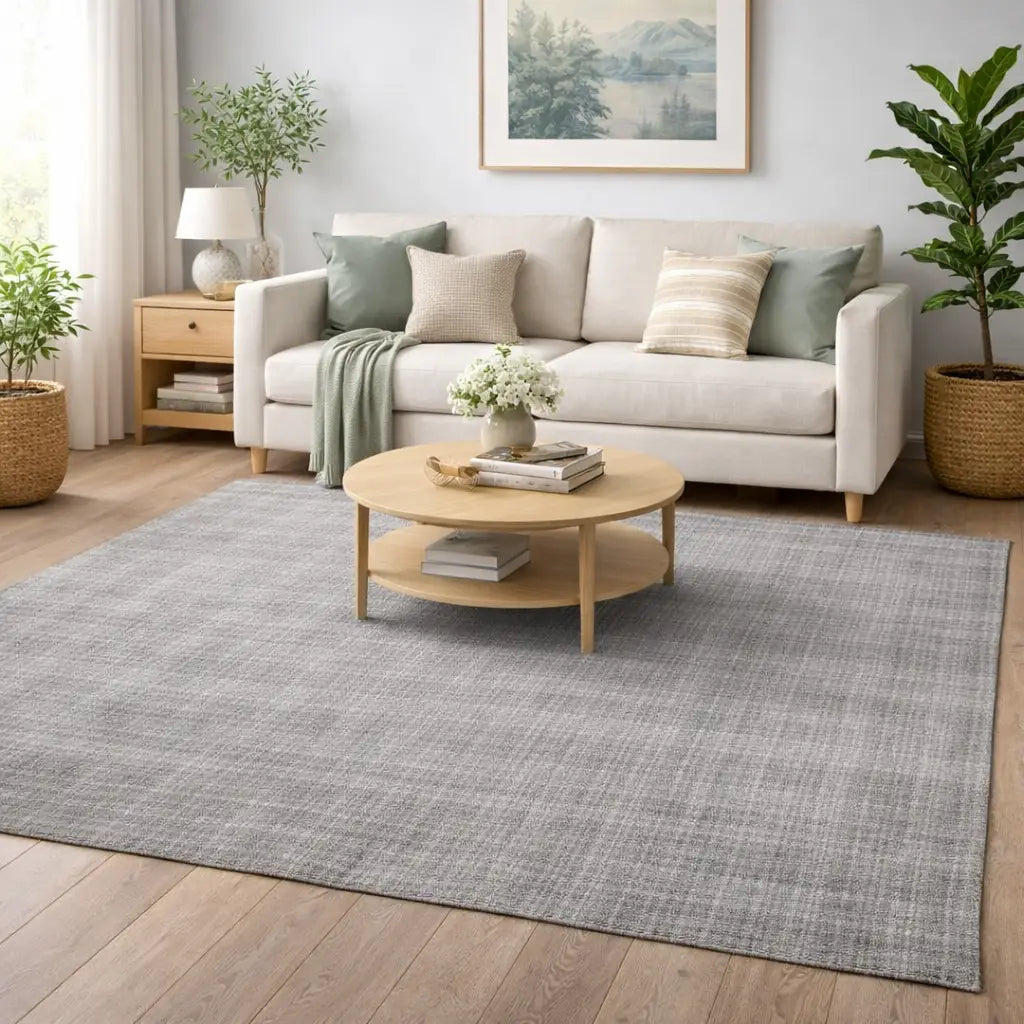 Area Rug | Dark Beige Wool & Bamboo Silk Handloom Rug