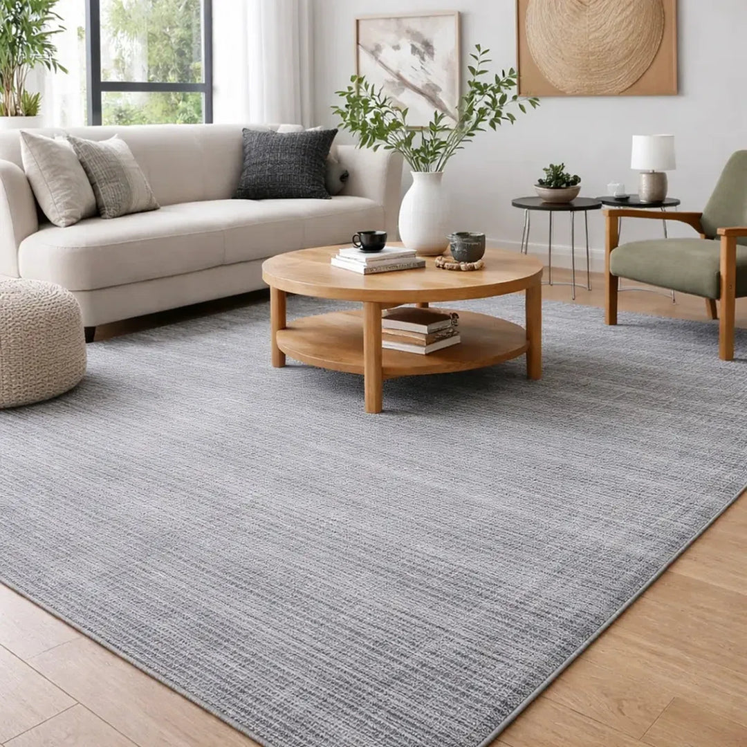 Area Rug | Dark Grey Wool & Bamboo Silk Handloom Rug | 7mm