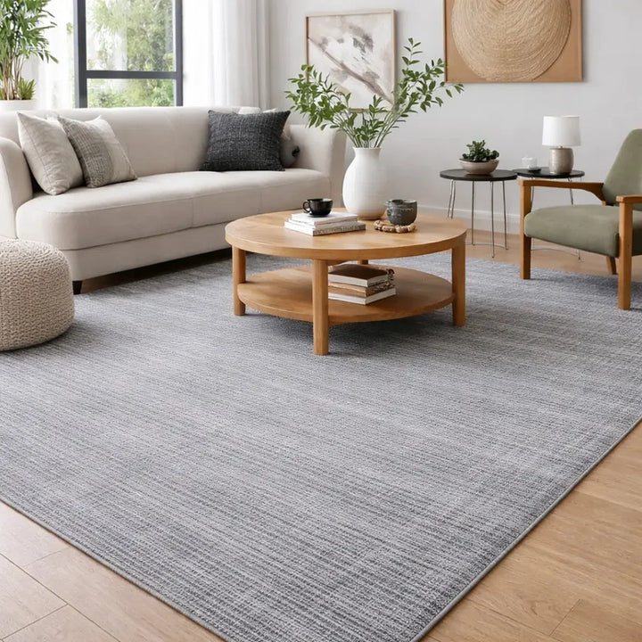 Area Rug | Dark Grey Wool & Bamboo Silk Handloom Rug | 7mm
