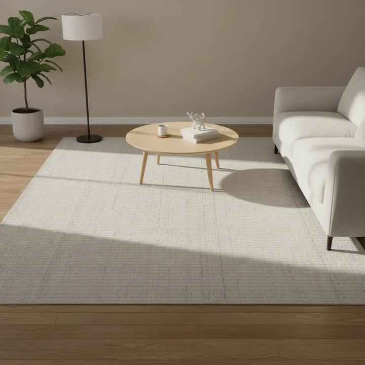Area Rug | Wool & Bamboo Silk Handloom Rug | Beige