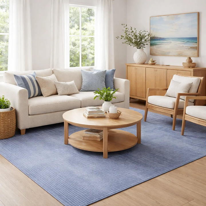 Area Rug | Navy Wool & Bamboo Silk Handloom Rug