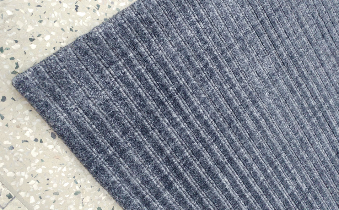 Area Rug | Navy Wool & Bamboo Silk Handloom Rug