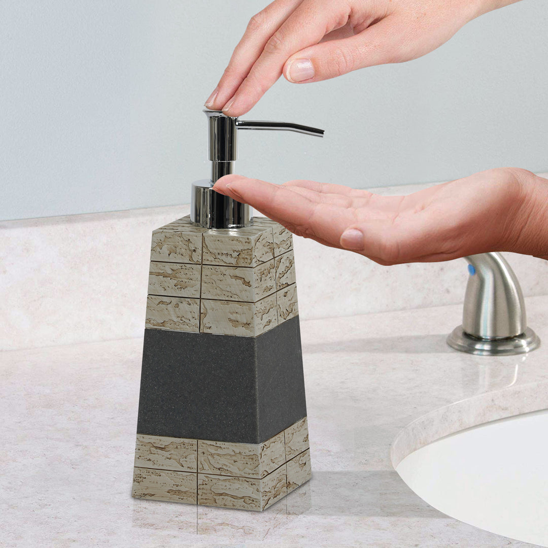 Cement Soap Dispenser Pump Bottle | Bathroom Vanity & Kitchen Sink,Holds Soap,Lotion & Sanitizer | Antique Stone