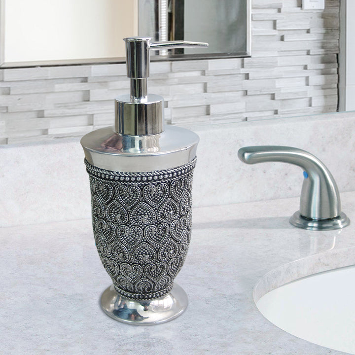 Stainless Steel Liquid Soap Dispenser Pump Bottle | Bathroom Vanity & Kitchen Sink,Holds Soap,Lotion & Sanitizer | Chrome