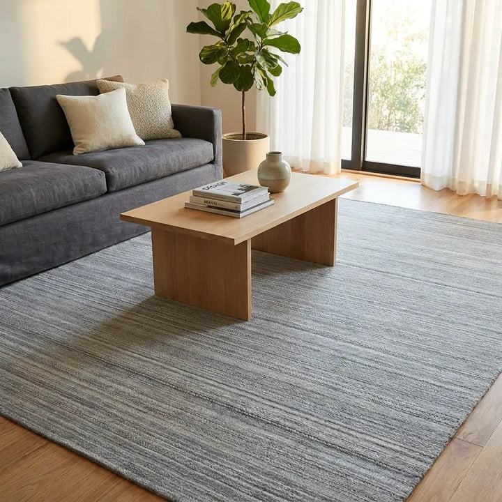 Area Rug | Wool & Bamboo Silk Handloom Rug, Beige