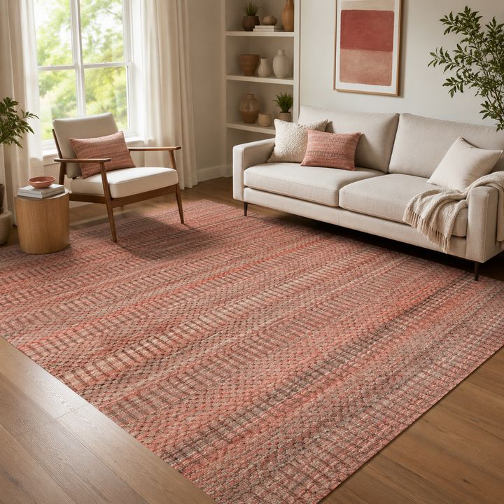 Area Rug | Red Wool & Bamboo Silk Handloom Rug