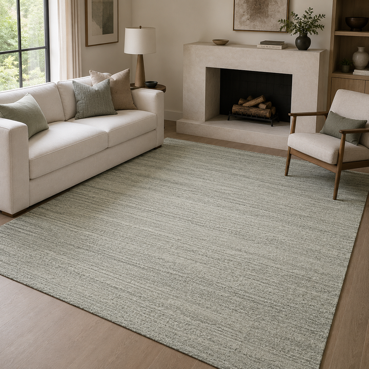 Area Rug | Silver Wool & Bamboo Silk Handloom Rug