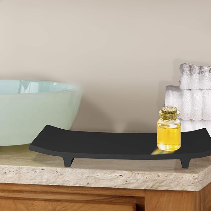 Resin Storage Organizer Tray for Bathroom Vanity Countertops,Closets,Dressers | Black