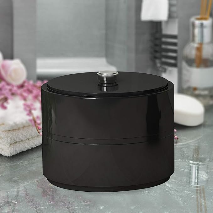 Loft Cotton Swab/Container |Resin |  Shiny Black Finish