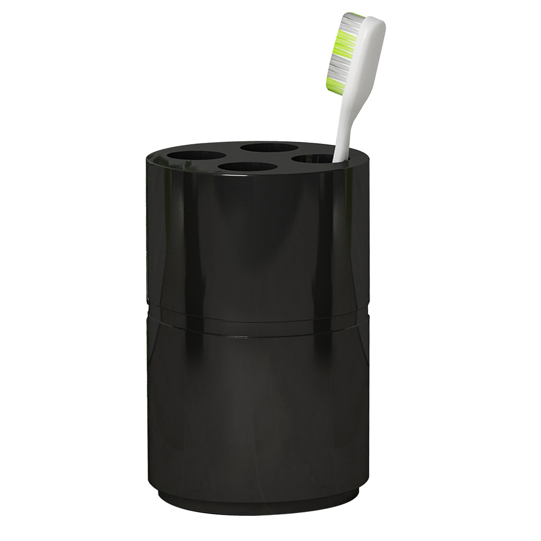Toothbrush Holder | Compact Multi-Slot Holder for Toothbrushes,Razors & Makeup Accessories | Black Resin