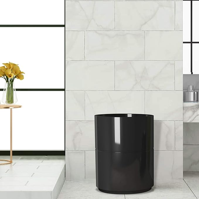 Loft Wastebasket, Black Resin,7QT