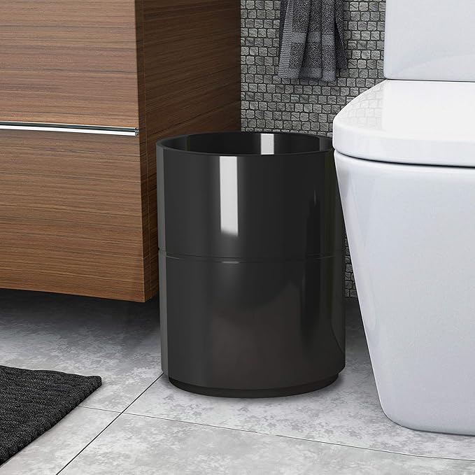 Loft Wastebasket, Black Resin,7QT