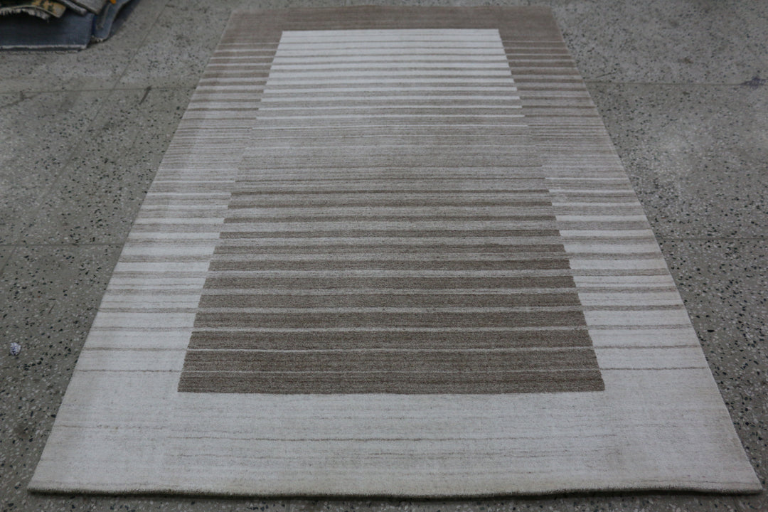 Area Rug | Beige & Gold Wool & Bamboo Silk Handloom Rug