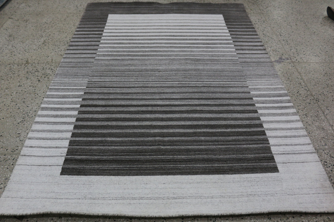 Area Rug | Ivory & Charcoal Wool & Bamboo Silk Handloom Rug