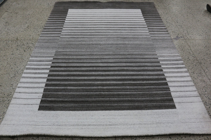 Area Rug | Ivory & Charcoal Wool & Bamboo Silk Handloom Rug