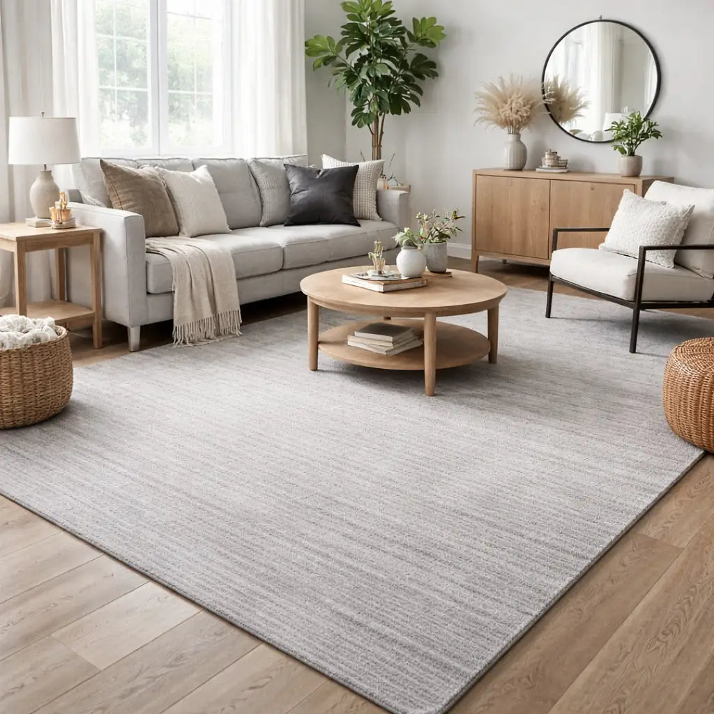 Area Rug | Light Gold Wool & Bamboo Silk Handloom Rug