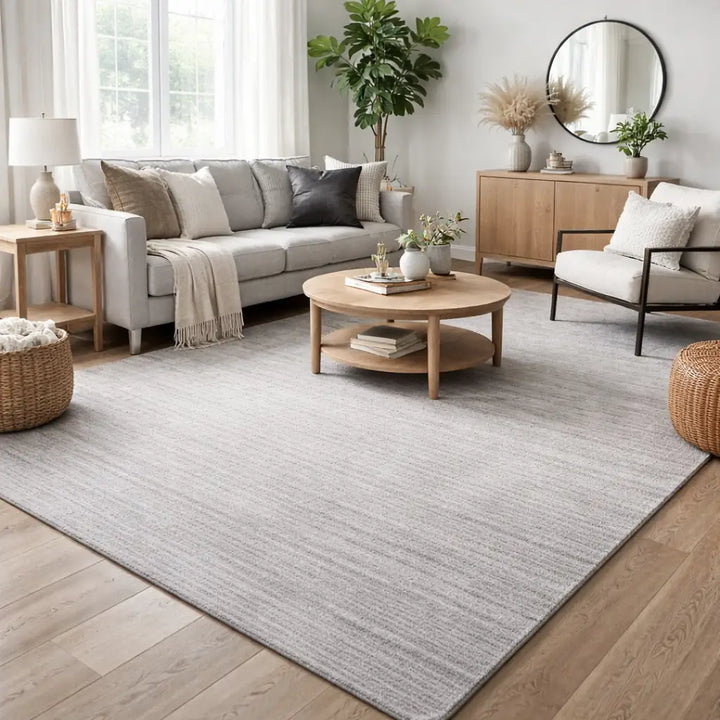 Area Rug | Light Gold Wool & Bamboo Silk Handloom Rug